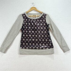 Chelsea & Violet crew neck sweatshirt with sequin skulls NWT